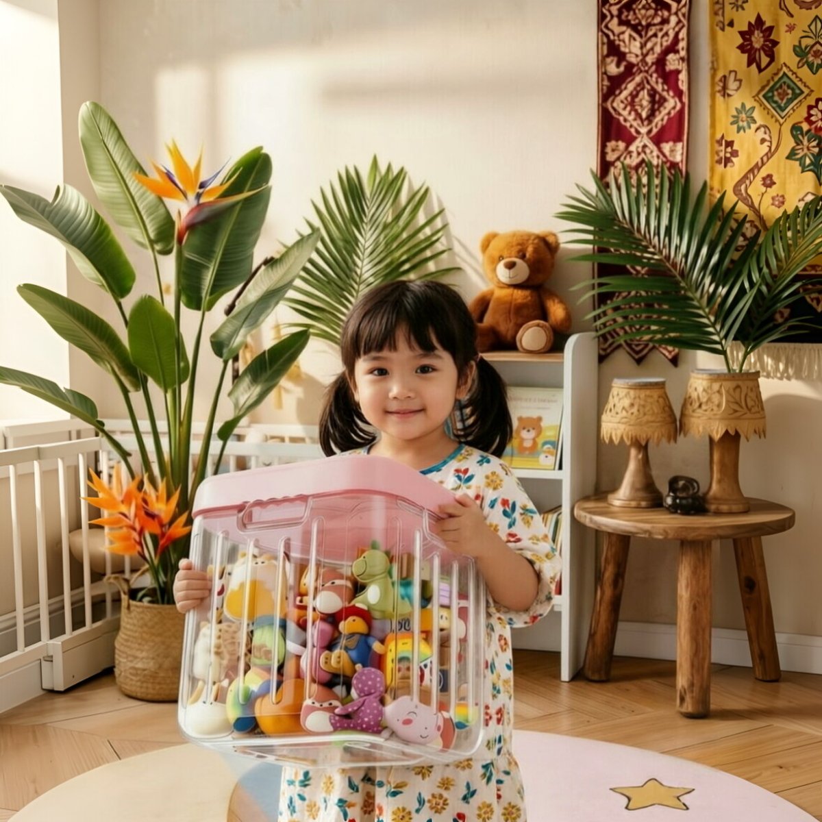 Thickened Transparent Toy Storage Stool Seat - Kids Toy Organizer Malaysia Wholesale
